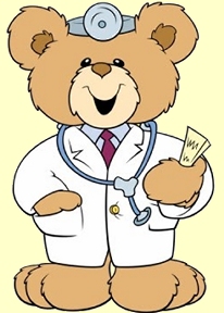 Teddy bear in doctor's outfit
